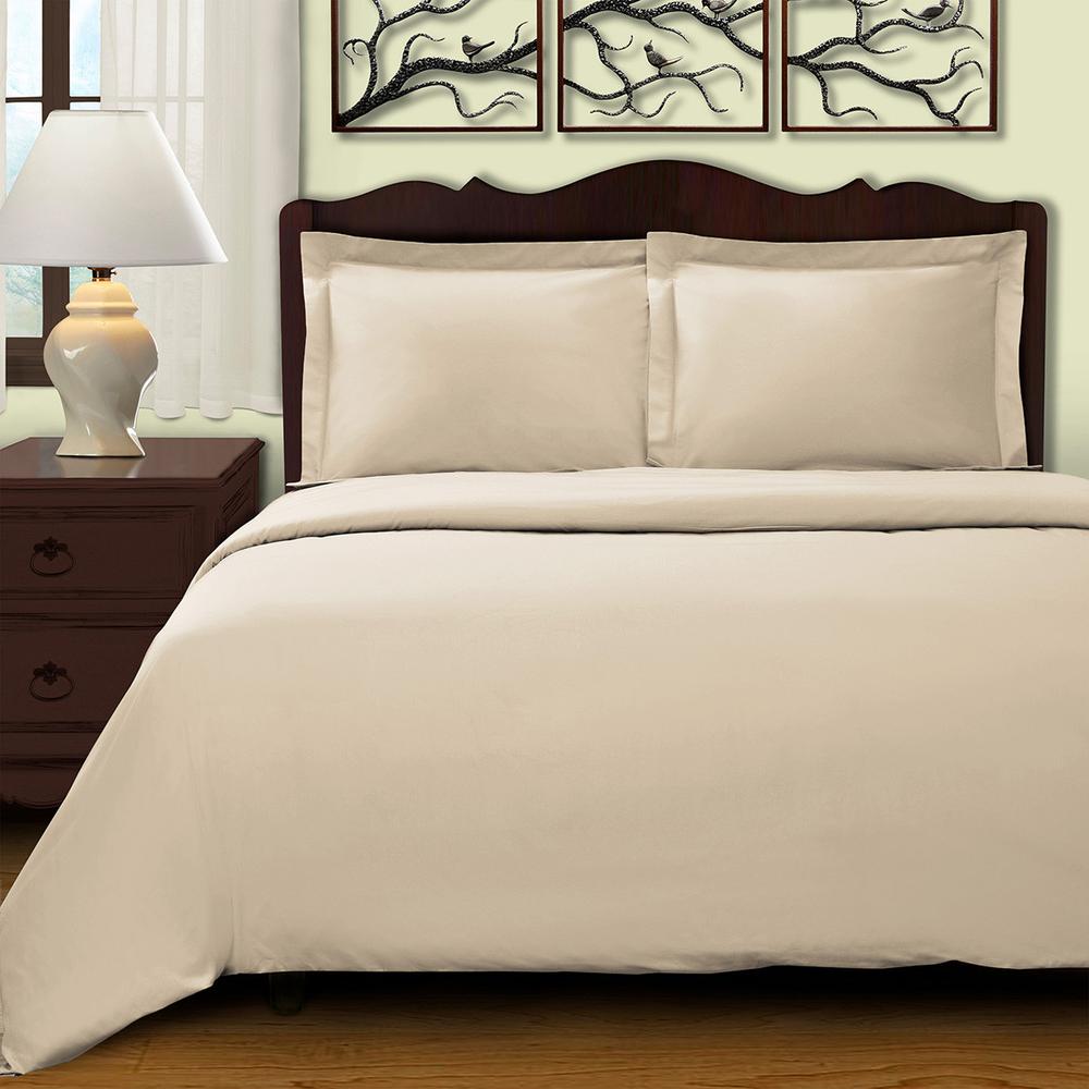 Ivory King Cotton Blend 400 Thread Count Washable Duvet Cover Set. Picture 3