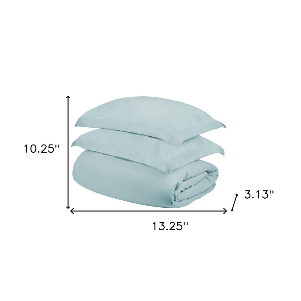 Light Blue King Cotton Blend 400 Thread Count Washable Duvet Cover Set. Picture 4