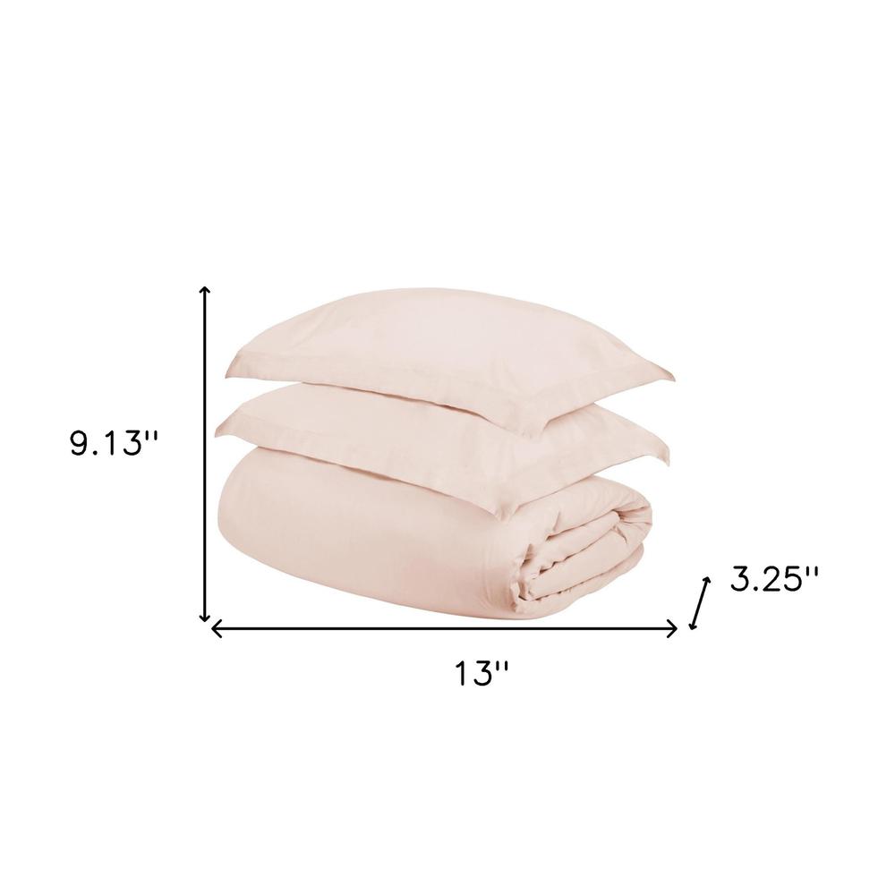 Pink Twin Cotton Blend 400 Thread Count Washable Duvet Cover Set. Picture 5