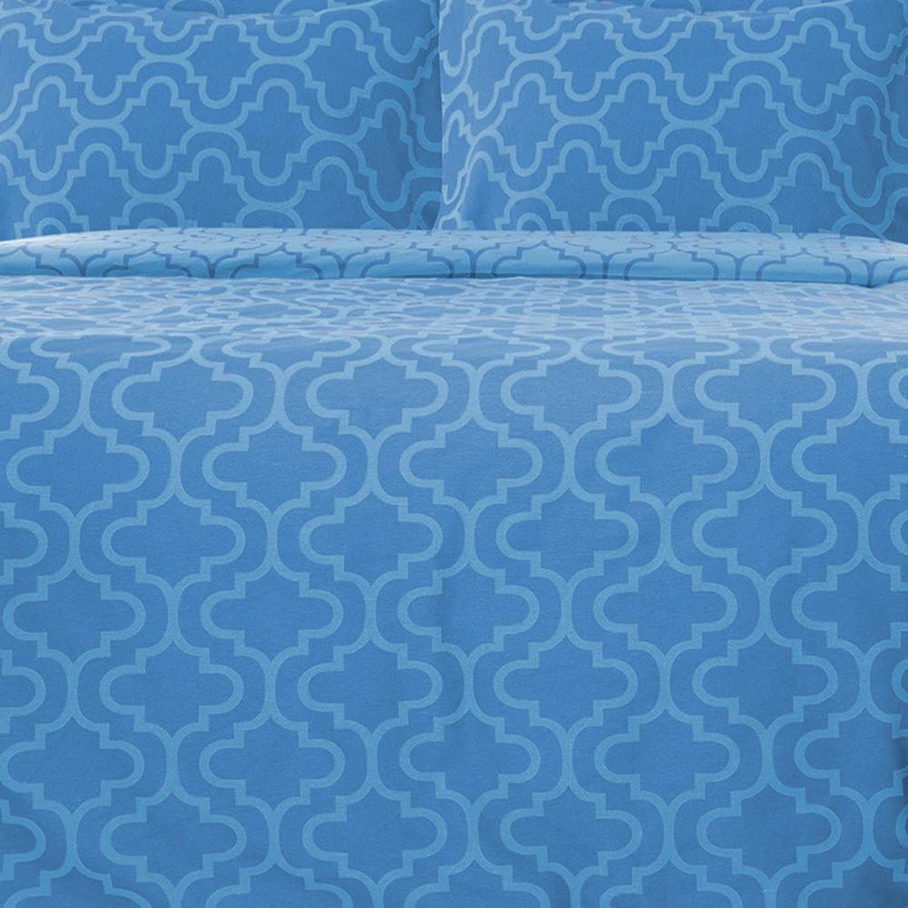 Light Blue King Cotton Blend Thread Count Washable Duvet Cover Set. Picture 6