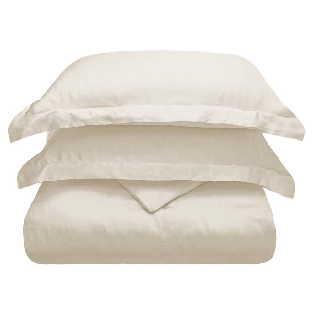 Ivory King Cotton Blend 300 Thread Count Washable Duvet Cover Set. Picture 1