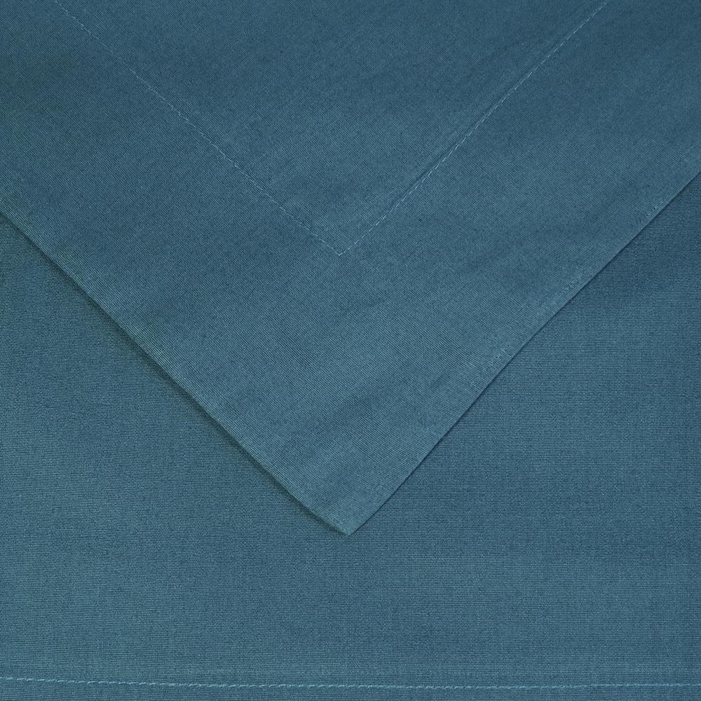 Navy Blue Queen 100% Cotton 300 Thread Count Washable Duvet Cover Set. Picture 2