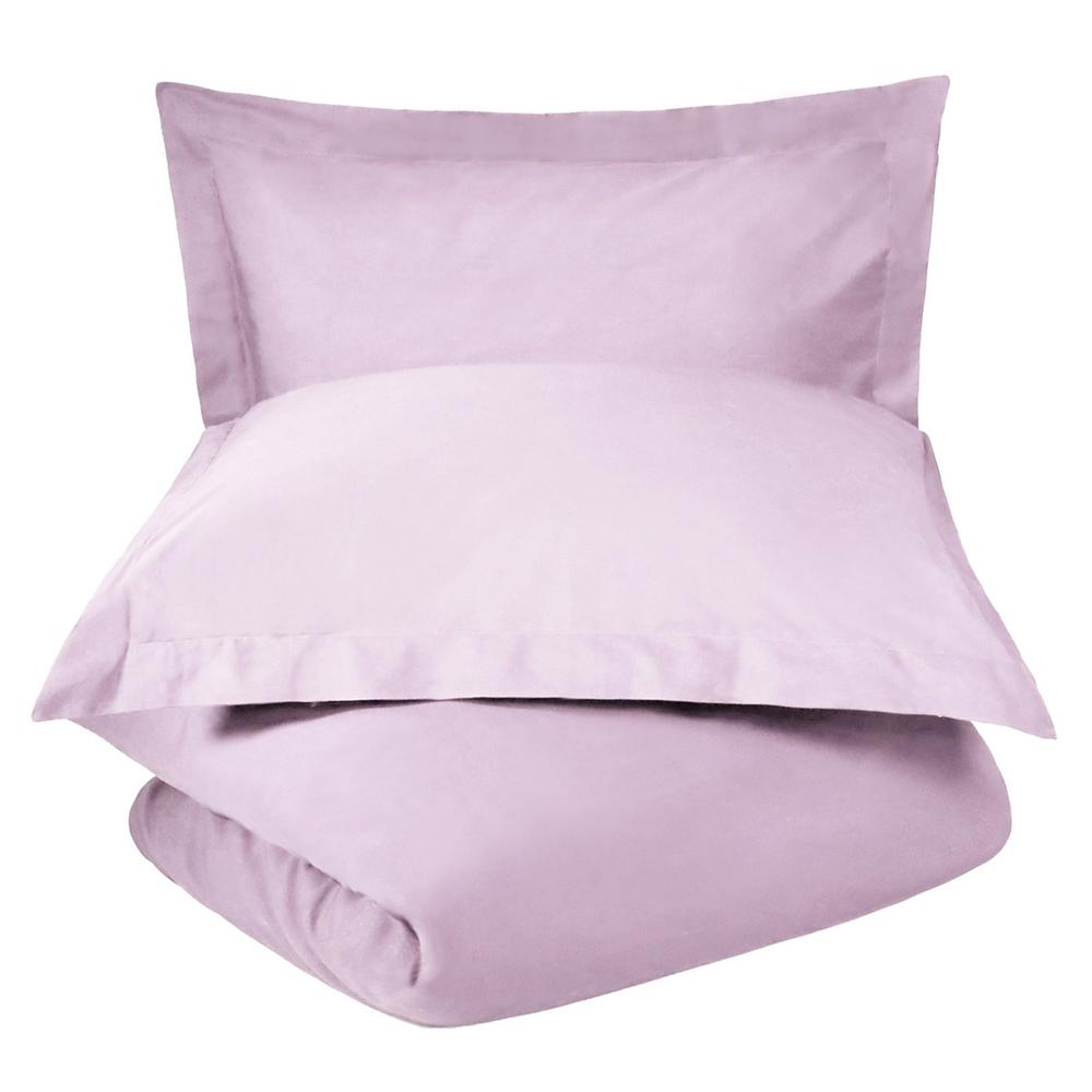 Lilac Twin 100% Cotton 300 Thread Count Washable Duvet Cover Set. Picture 1