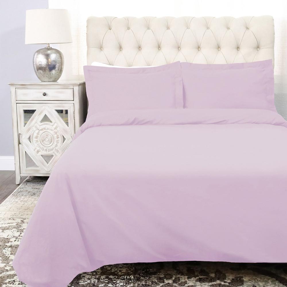 Lilac Twin 100% Cotton 300 Thread Count Washable Duvet Cover Set. Picture 5