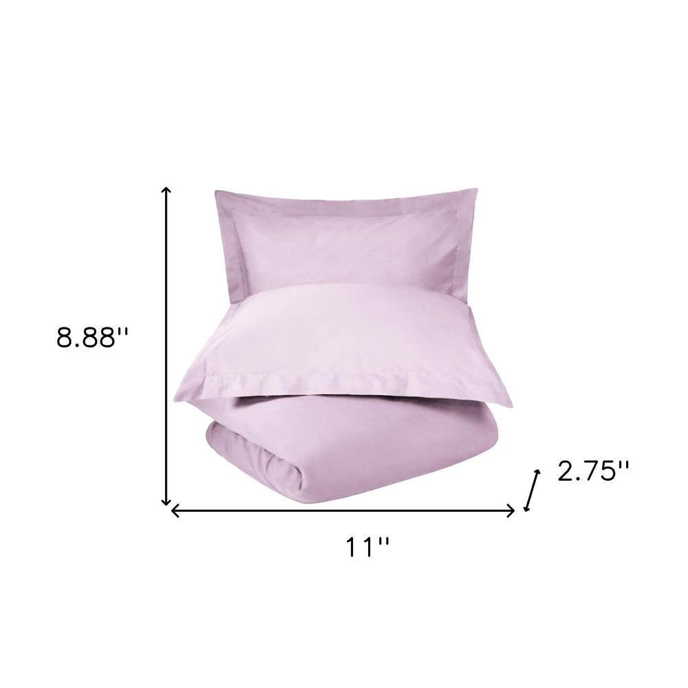 Lilac Twin 100% Cotton 300 Thread Count Washable Duvet Cover Set. Picture 6