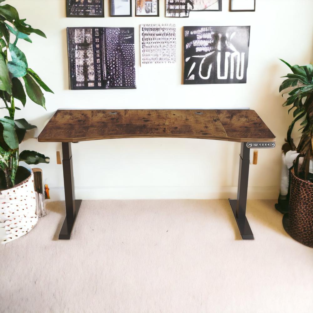 63" Adjustable Wood Brown And Black Unique Standing Desk. Picture 4