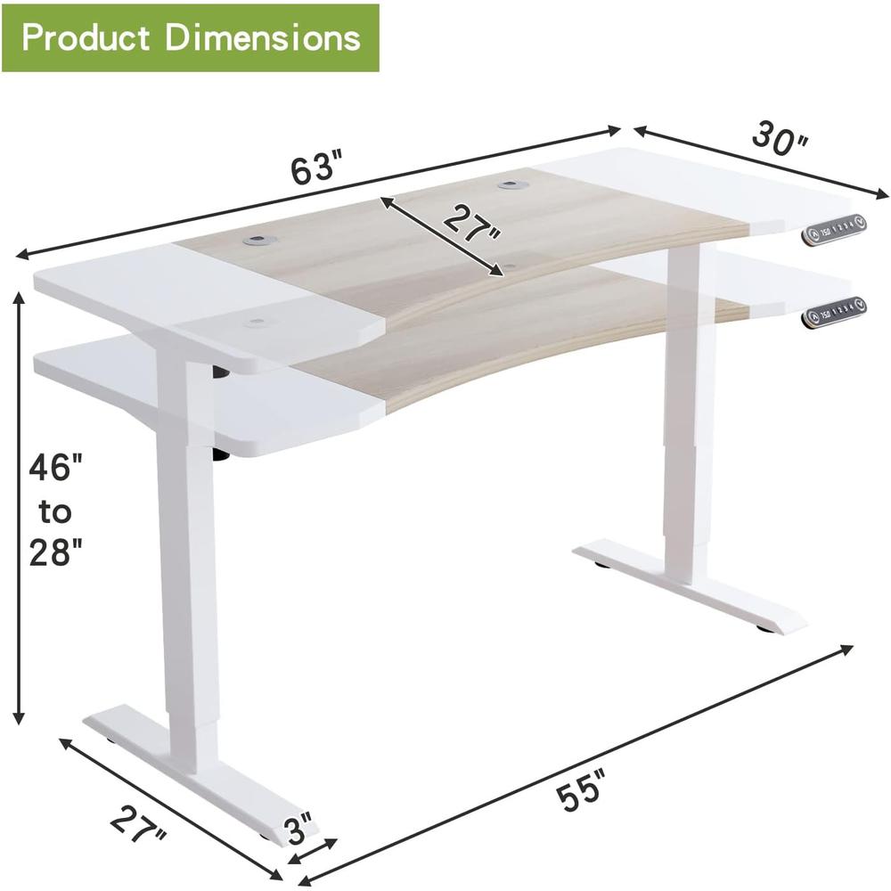 63" Adjustable White Unique Standing Desk. Picture 4