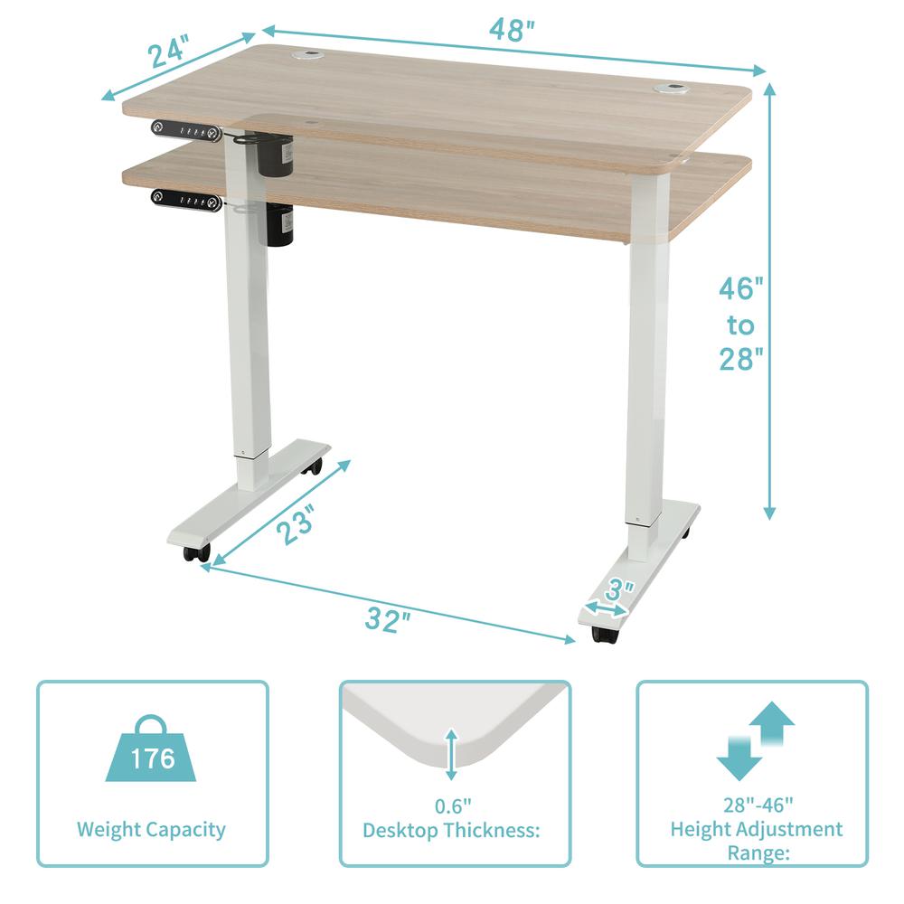 48" Adjustable Light Khaki And White Standing Desk. Picture 6
