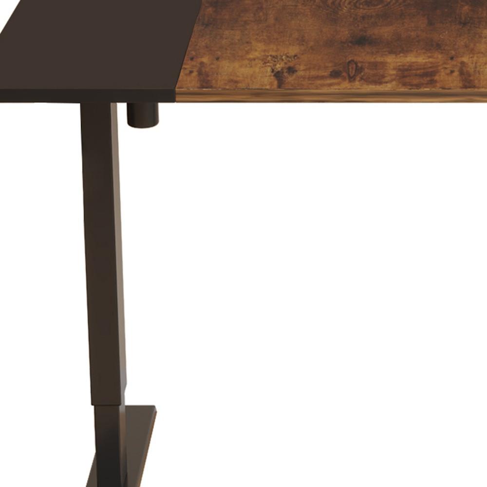 55" Adjustable Brown And Black And Black Standing Desk. Picture 3