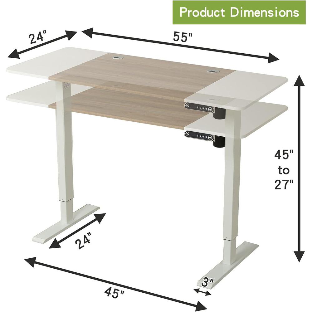 55" Adjustable White Standing Desk. Picture 4