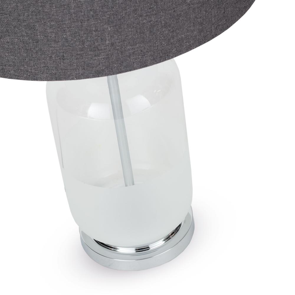 27" Clear Glass LED Table Lamp With Gray Drum Shade. Picture 3