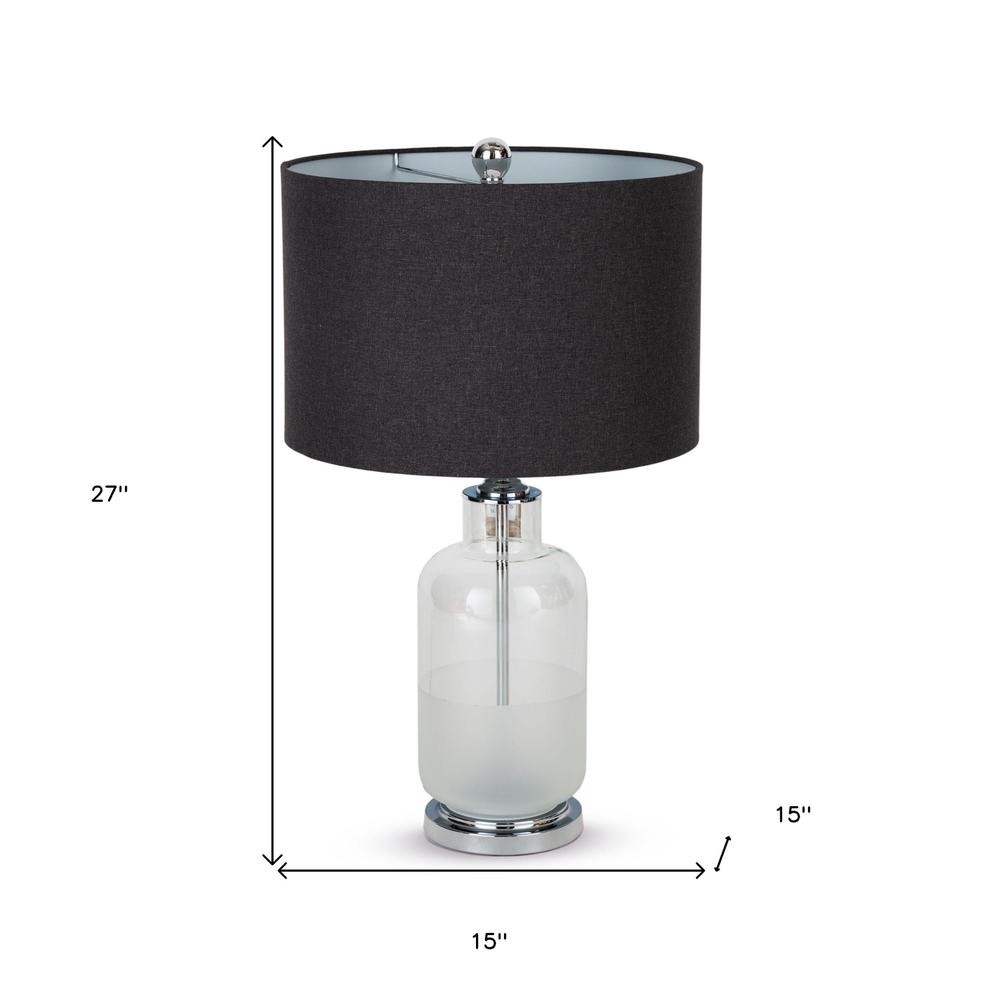 27" Clear Glass LED Table Lamp With Gray Drum Shade. Picture 5