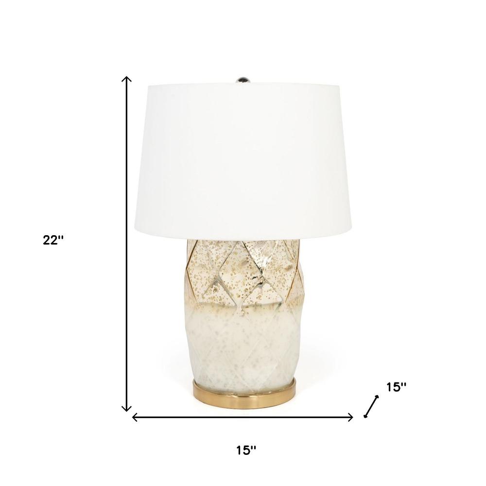 22" Gold and White Glass LED Table Lamp With White Cone Shade. Picture 7