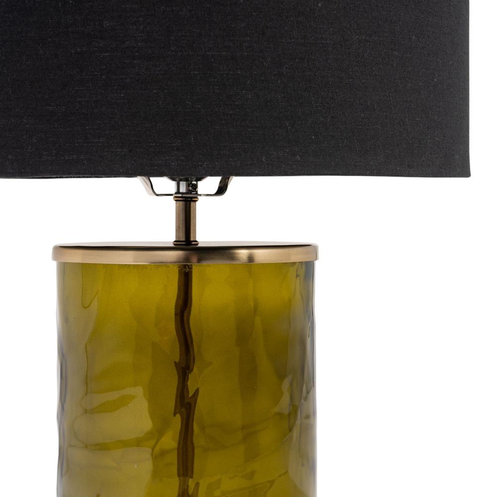 22" Green Glass LED Table Lamp With Black Drum Shade. Picture 4