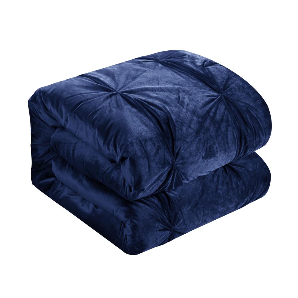 Navy Blue King PolYester 130 Thread Count Washable Down Comforter Set. Picture 2