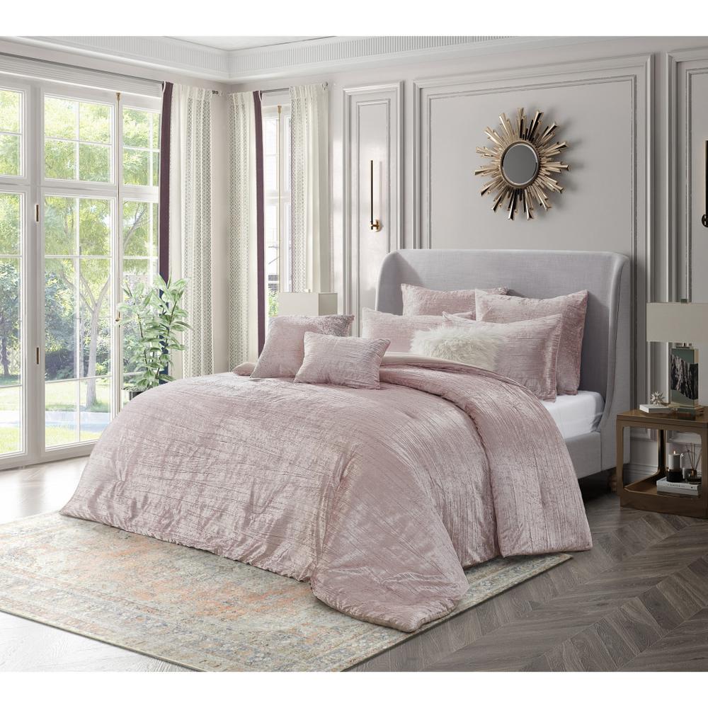Blush Queen Polyester 220 Thread Count Washable Down Comforter Set. Picture 5