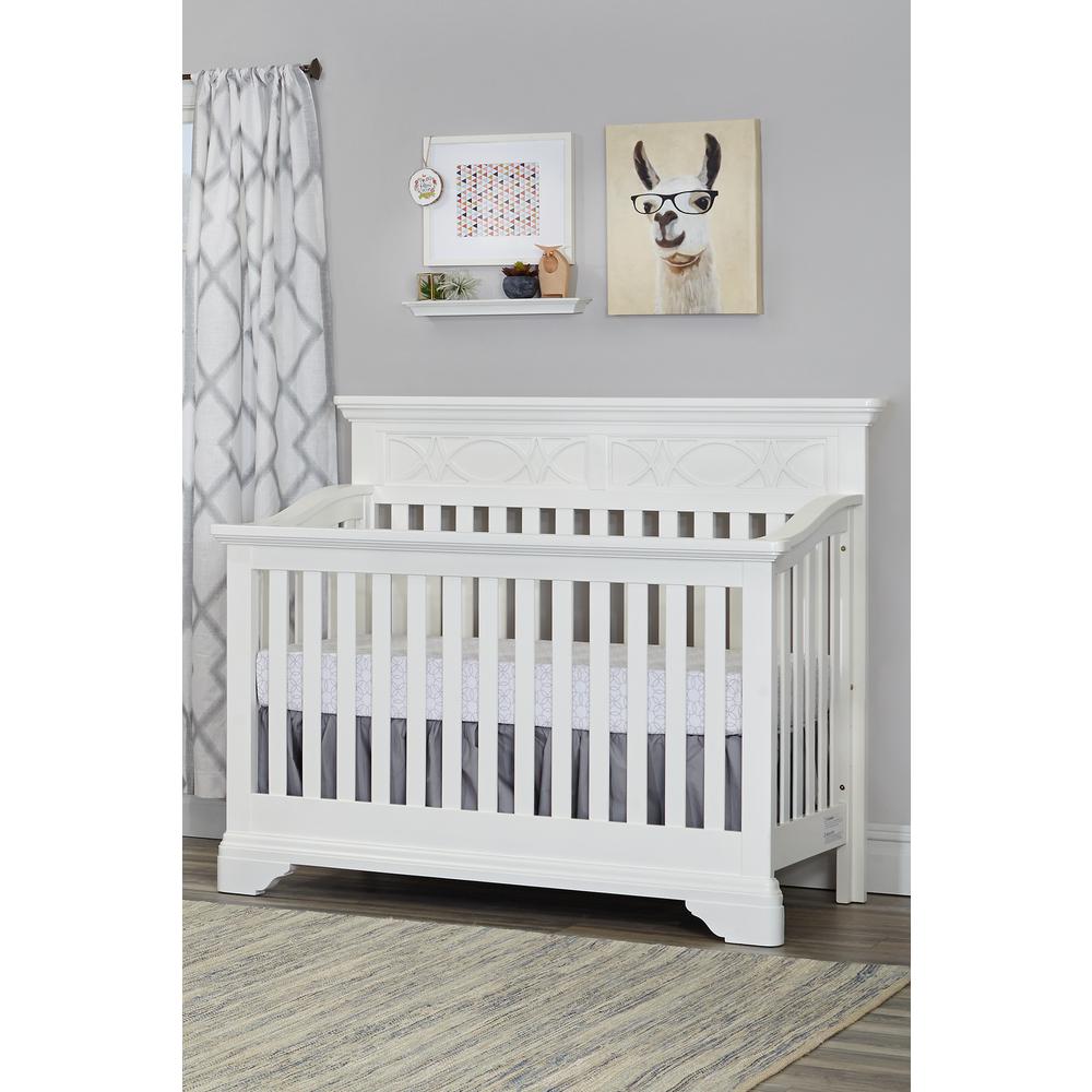 White Solid and Manufactured Wood Standard Four In One Convertible Crib. Picture 5