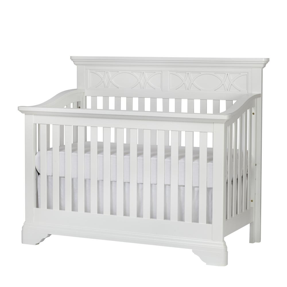 White Solid and Manufactured Wood Standard Four In One Convertible Crib. Picture 3