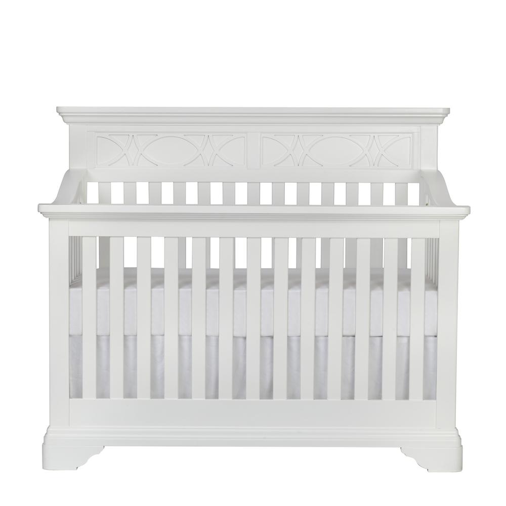White Solid and Manufactured Wood Standard Four In One Convertible Crib. Picture 2