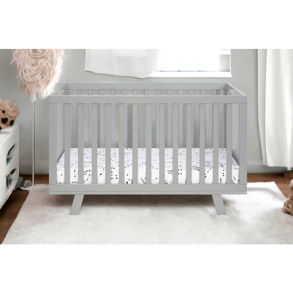 Light Gray Solid and Manufactured Wood Standard Three In One Convertible Crib. Picture 9