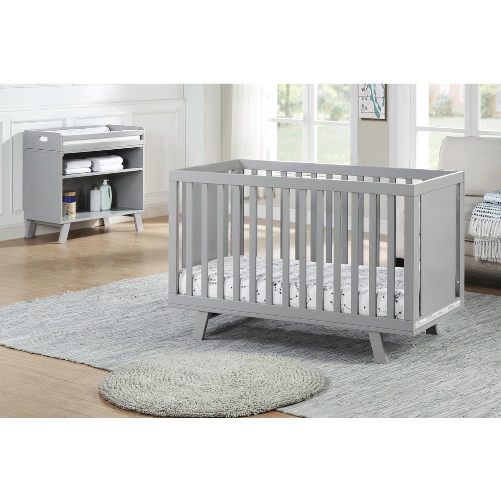 Light Gray Solid and Manufactured Wood Standard Three In One Convertible Crib. Picture 7
