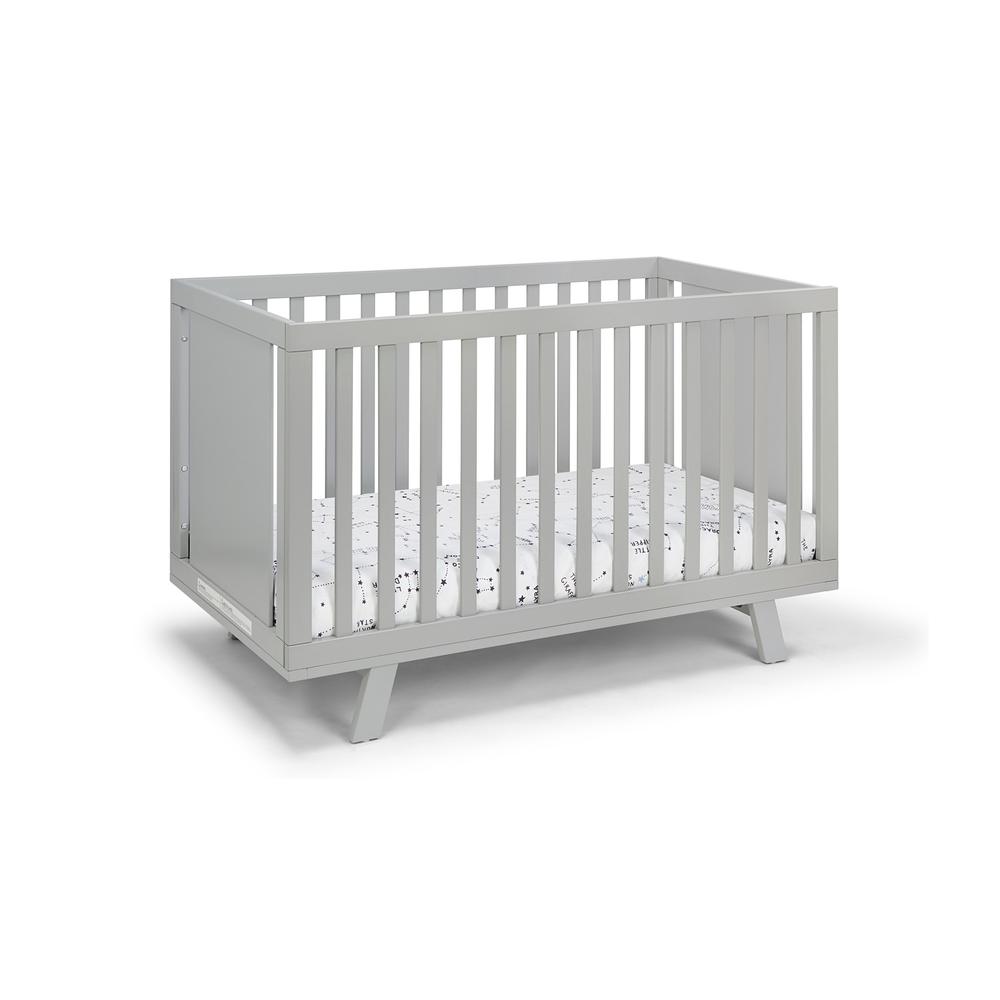 Light Gray Solid and Manufactured Wood Standard Three In One Convertible Crib. Picture 2