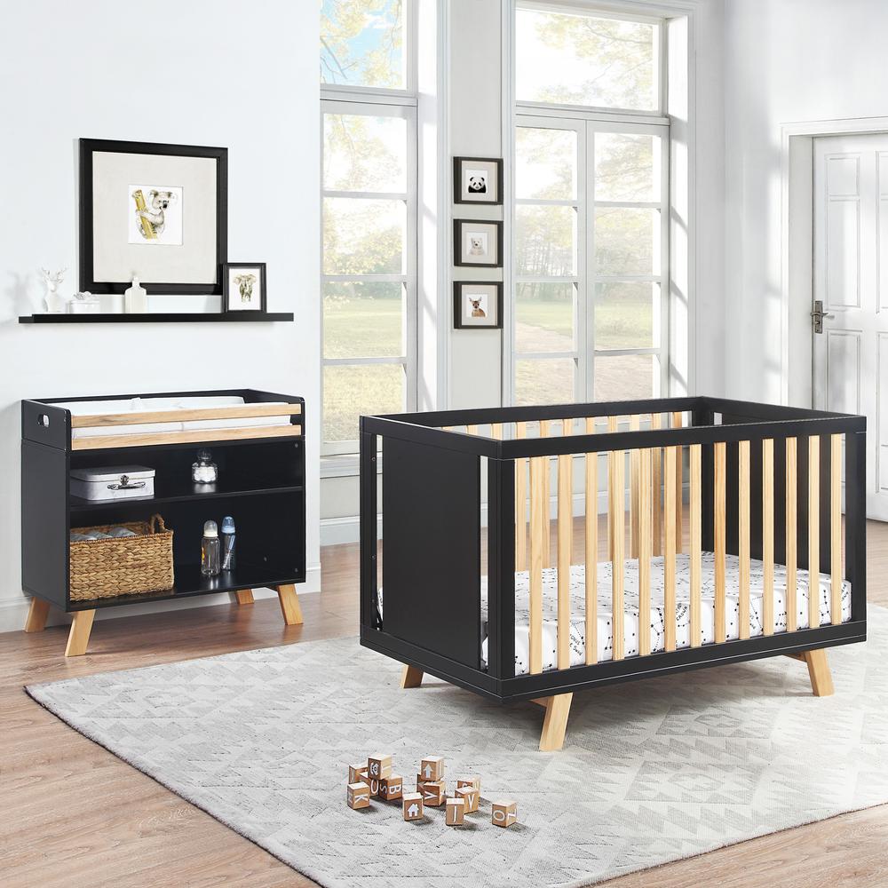 Black Solid and Manufactured Wood Standard Three In One Convertible Crib. Picture 8