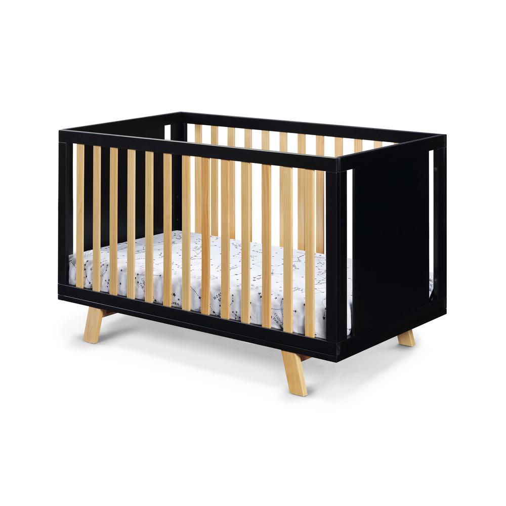 Black Solid and Manufactured Wood Standard Three In One Convertible Crib. Picture 2