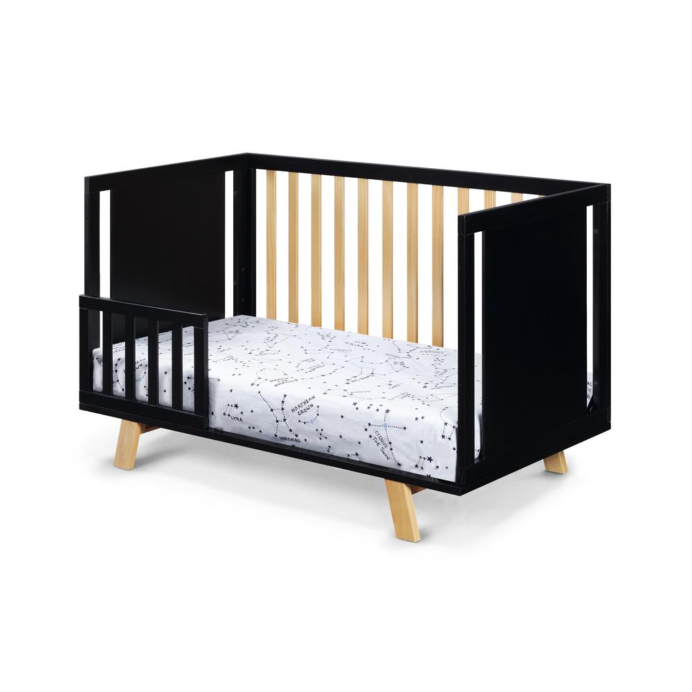 Black Solid and Manufactured Wood Standard Three In One Convertible Crib. Picture 4