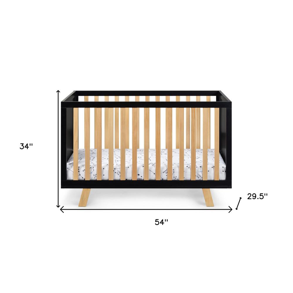Black Solid and Manufactured Wood Standard Three In One Convertible Crib. Picture 9