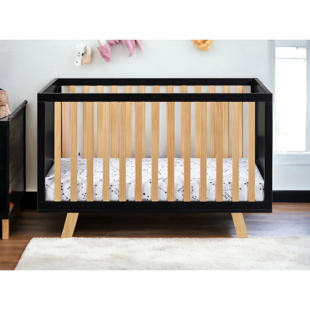 Black Solid and Manufactured Wood Standard Three In One Convertible Crib. Picture 7