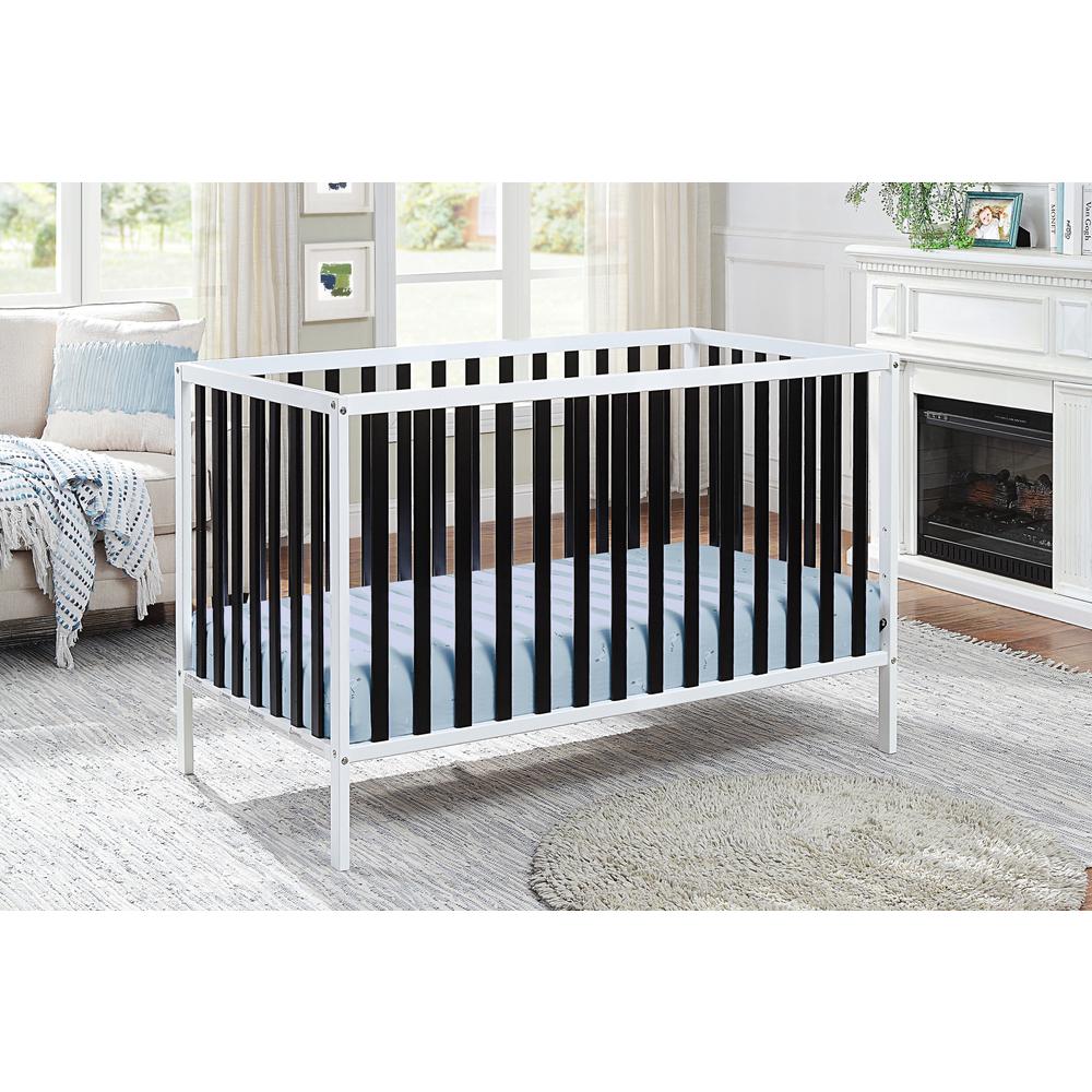 Black, White Solid, Manufactured Wood Standard Three In One Convertible Crib. Picture 7