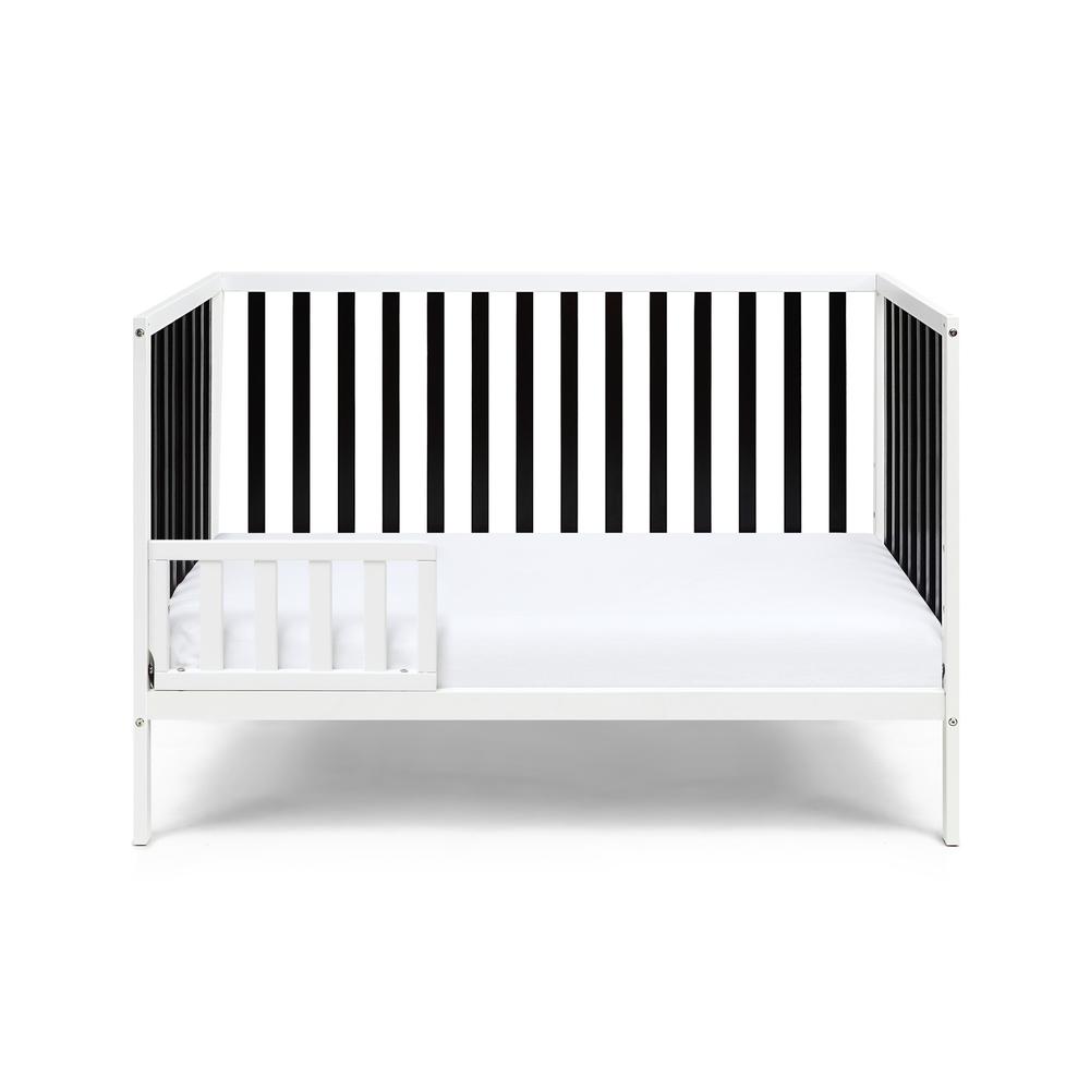Black, White Solid, Manufactured Wood Standard Three In One Convertible Crib. Picture 3