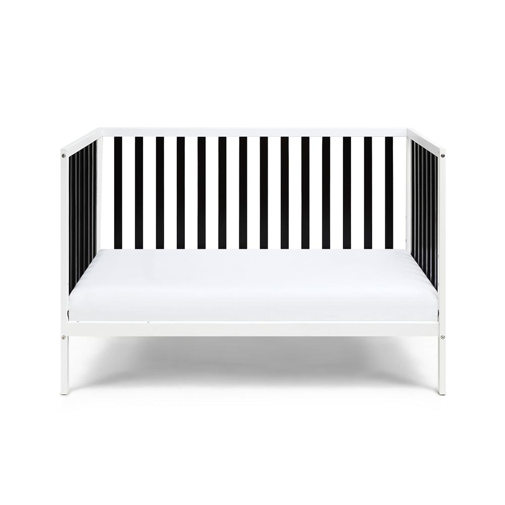 Black, White Solid, Manufactured Wood Standard Three In One Convertible Crib. Picture 5