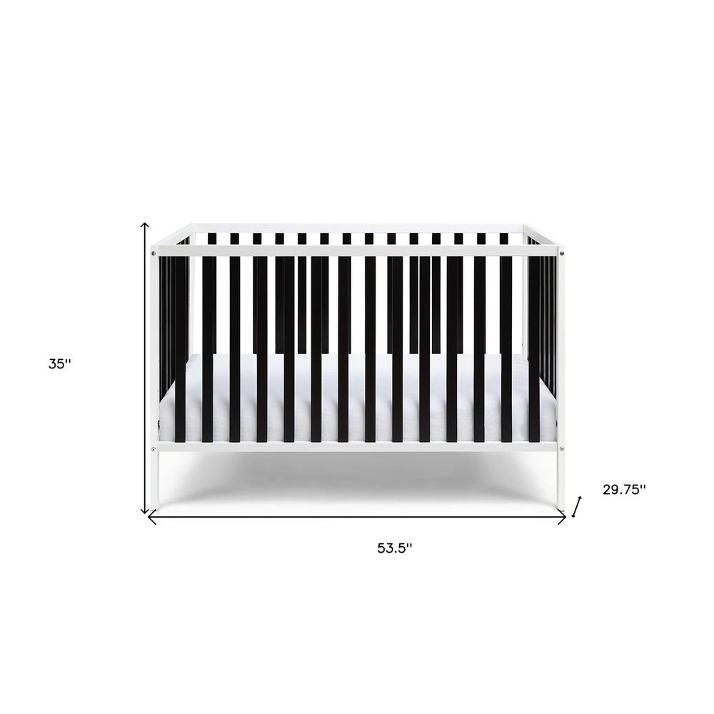 Black, White Solid, Manufactured Wood Standard Three In One Convertible Crib. Picture 8