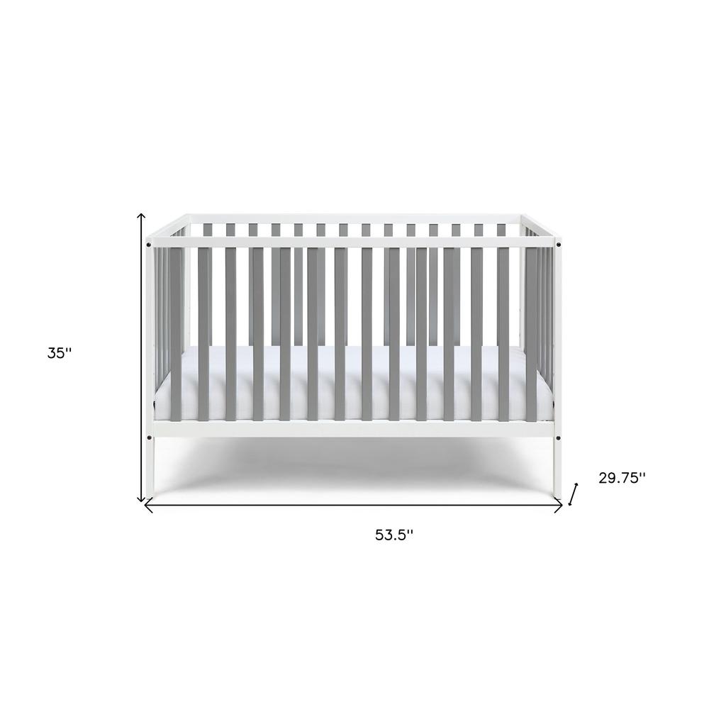 Gray, White Solid, Manufactured Wood Standard Three In One Convertible Crib. Picture 8