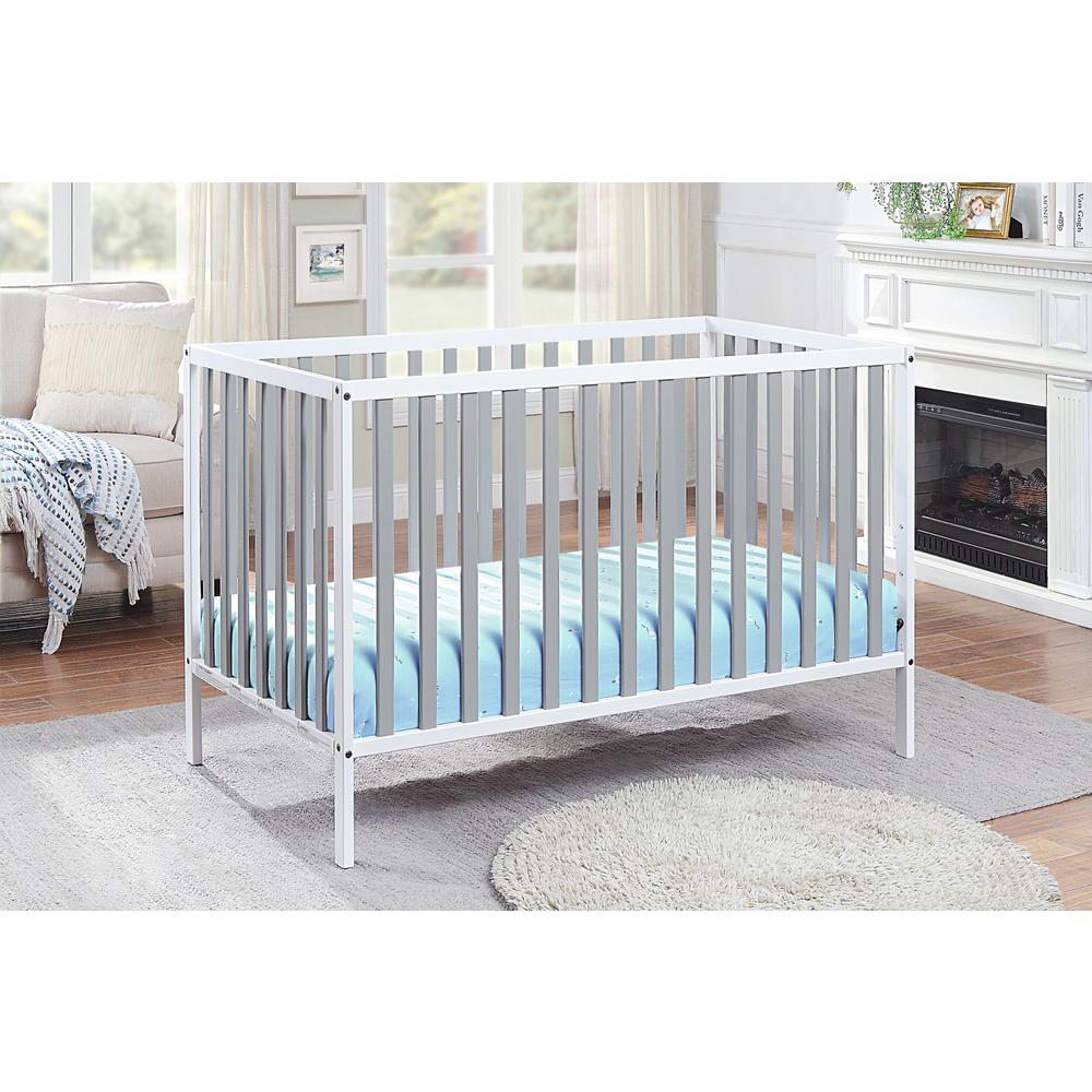 Gray, White Solid, Manufactured Wood Standard Three In One Convertible Crib. Picture 7