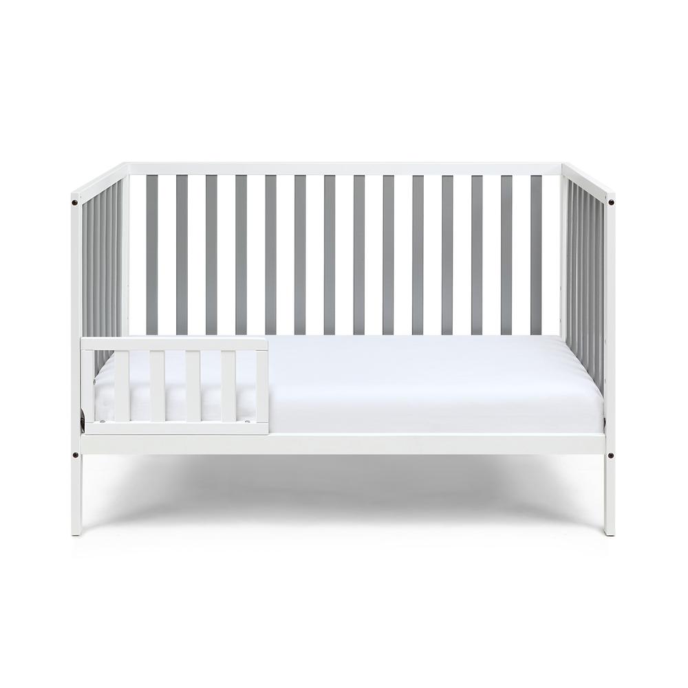 Gray, White Solid, Manufactured Wood Standard Three In One Convertible Crib. Picture 3