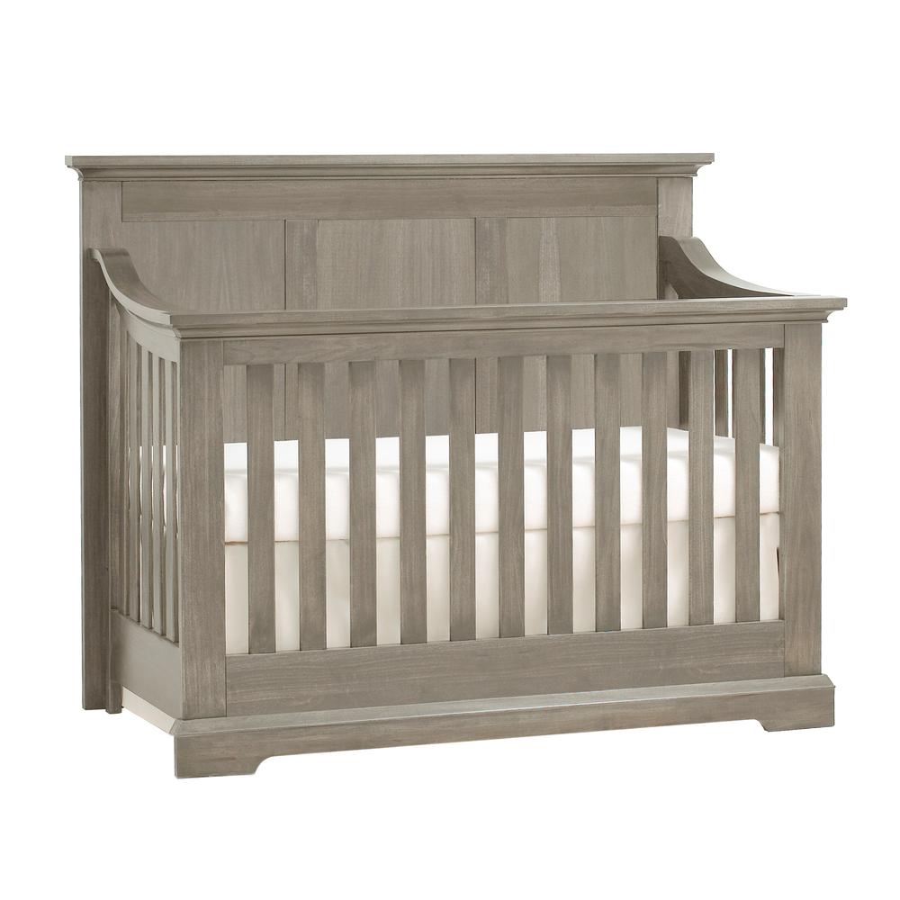 Ash Gray Solid and Manufactured Wood Standard Four In One Convertible Crib. Picture 1