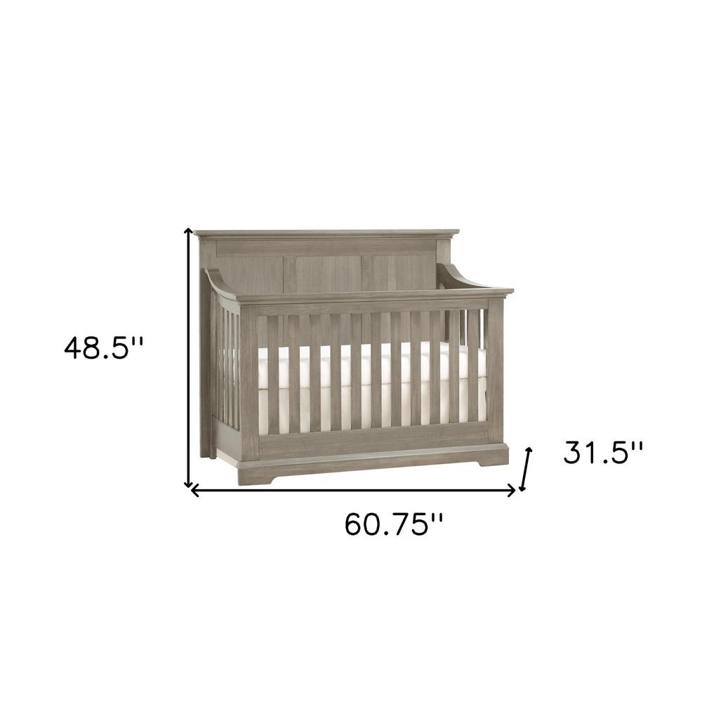 Ash Gray Solid and Manufactured Wood Standard Four In One Convertible Crib. Picture 6