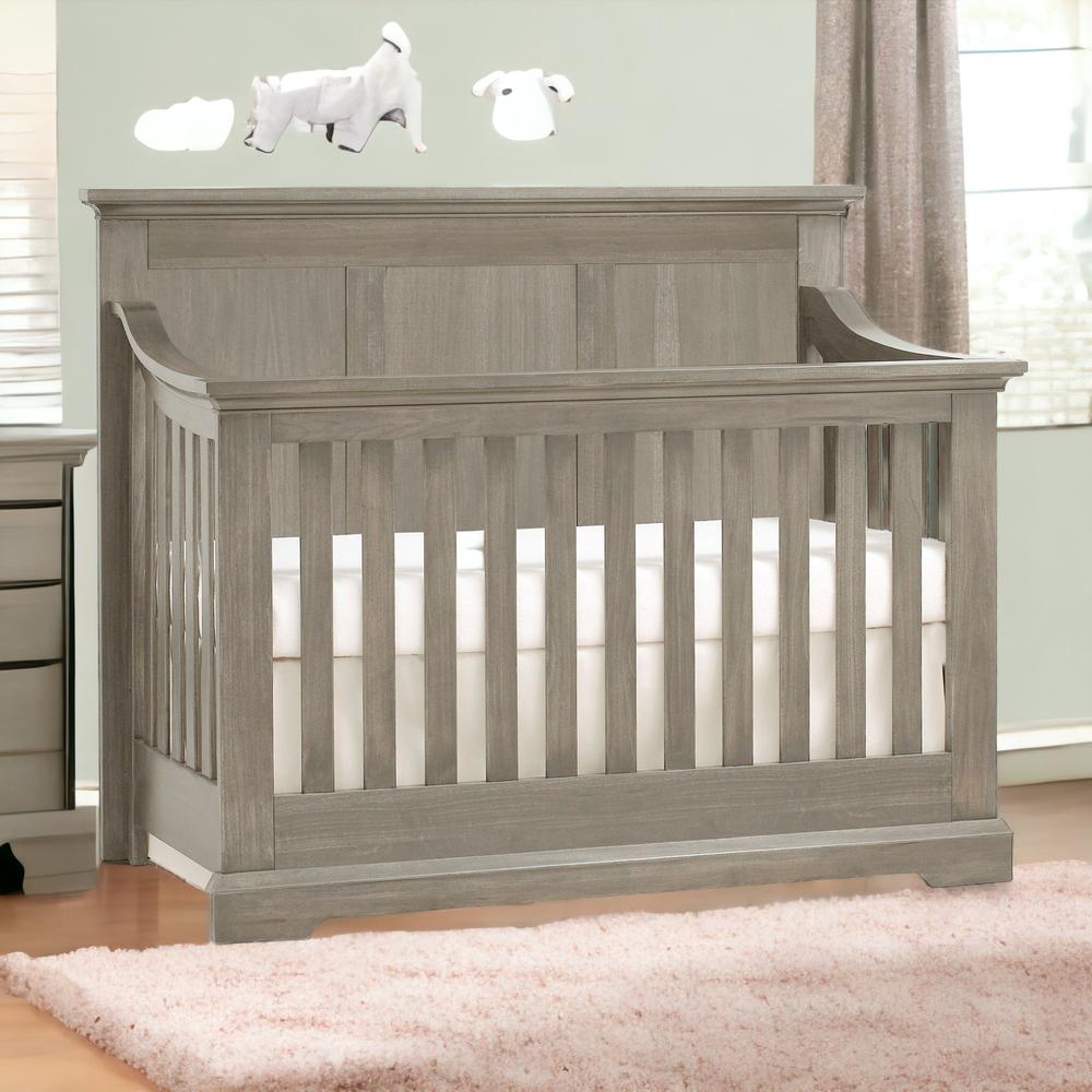 Ash Gray Solid and Manufactured Wood Standard Four In One Convertible Crib. Picture 7