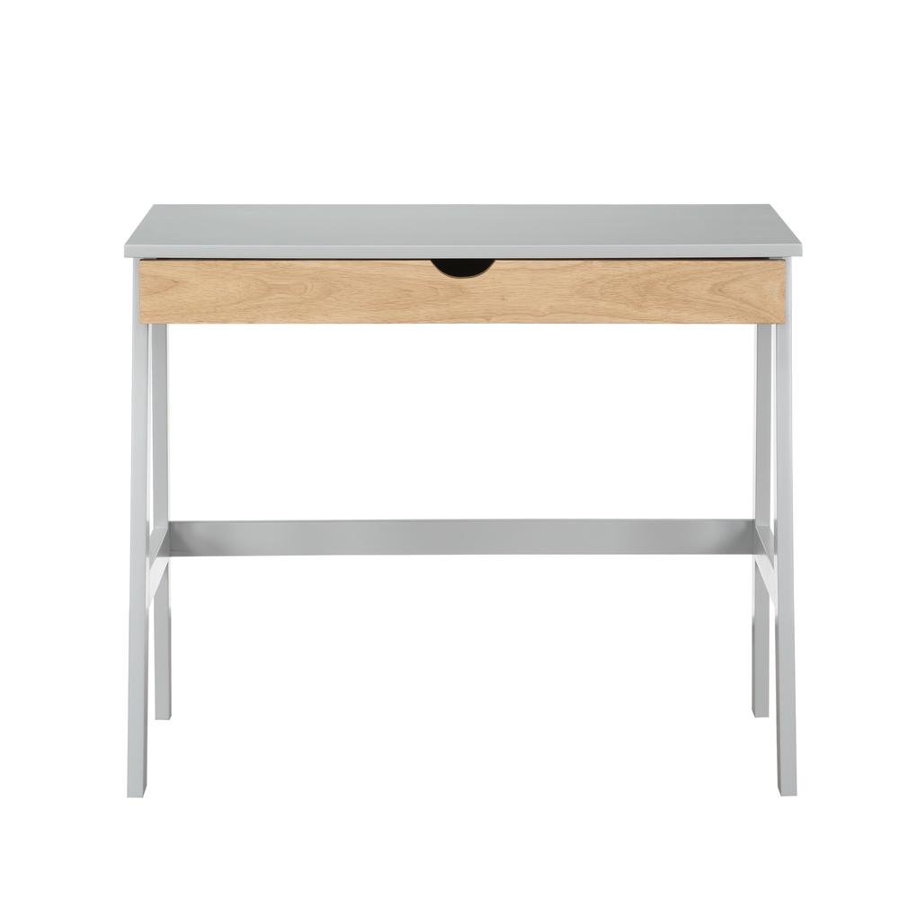 36" Gray and Natural Writing Desk. Picture 1