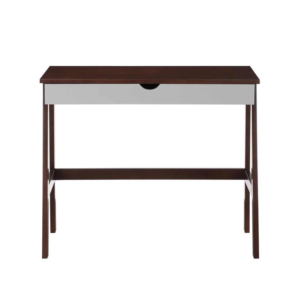 36" Brown and White Writing Desk. Picture 1