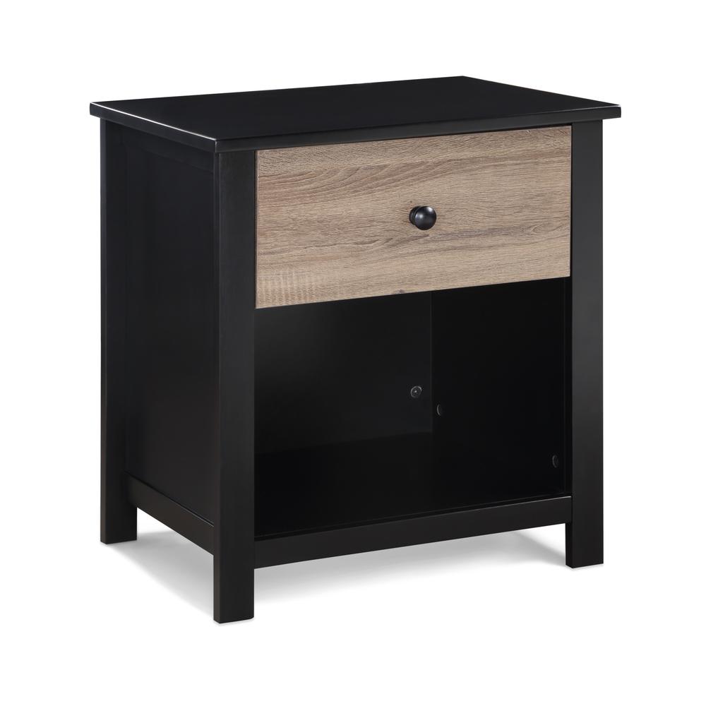 24" Black and Tan One Drawer Nightstand. Picture 2