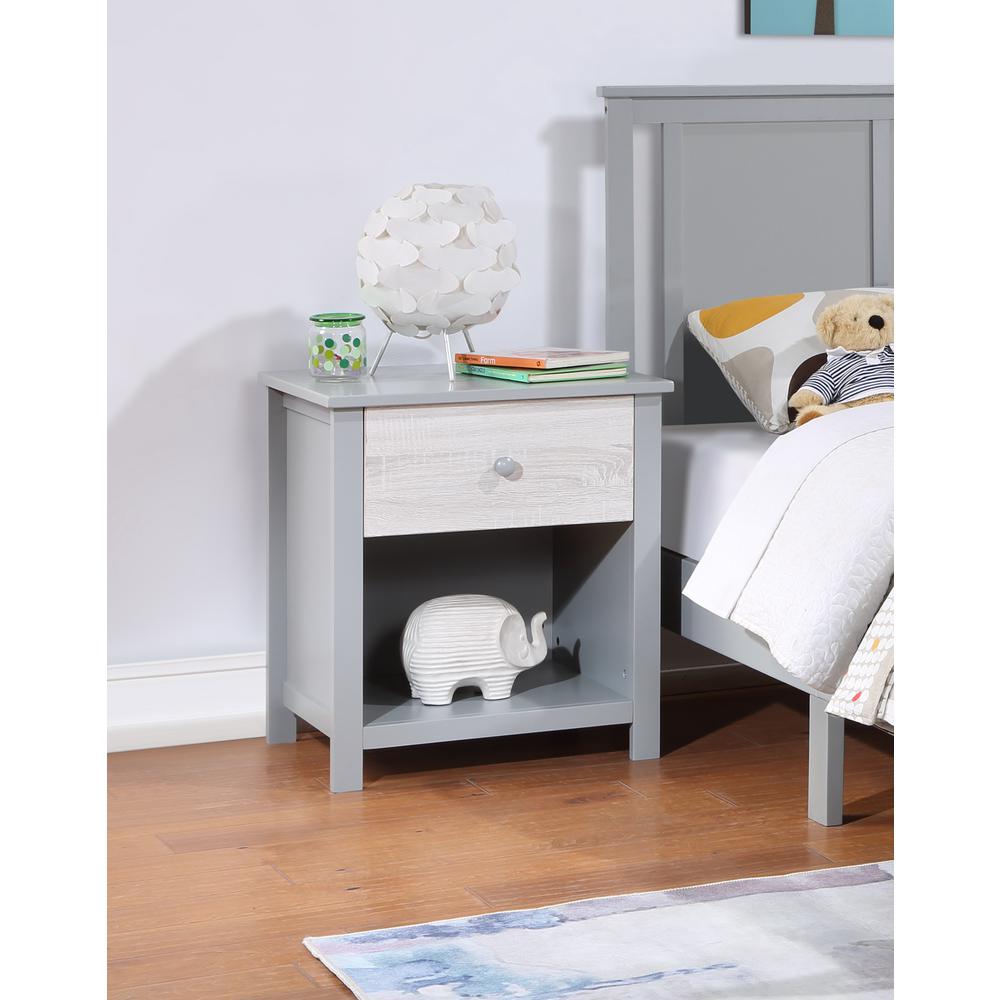 24" Gray One Drawer Nightstand. Picture 4