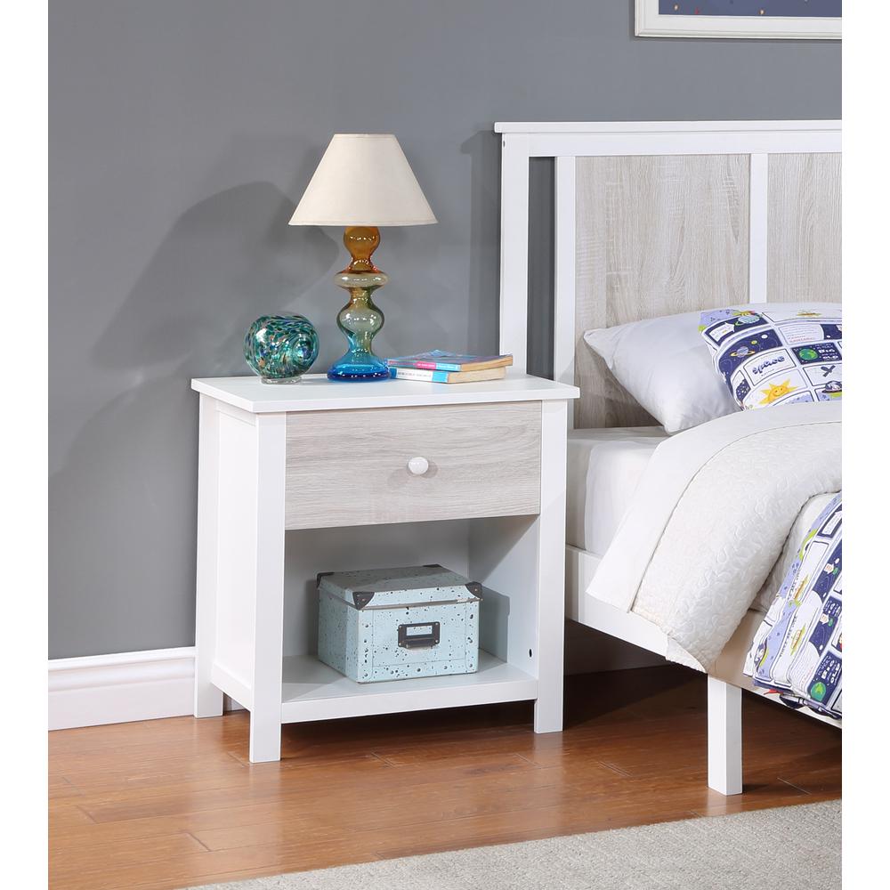 24" White and Gray One Drawer Nightstand. Picture 4