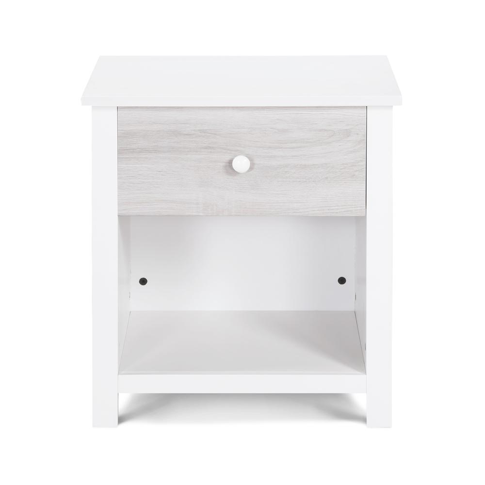 24" White and Gray One Drawer Nightstand. Picture 1