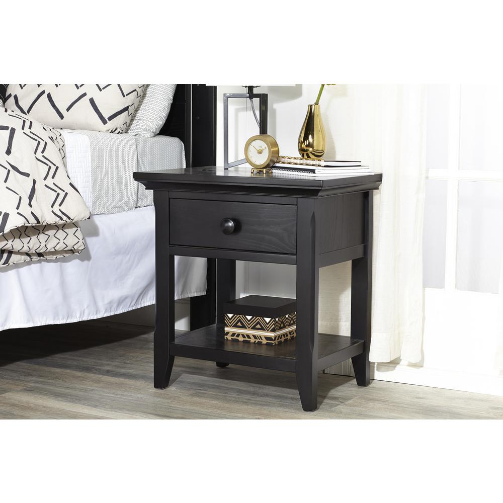24" Black One Drawer Nightstand. Picture 4