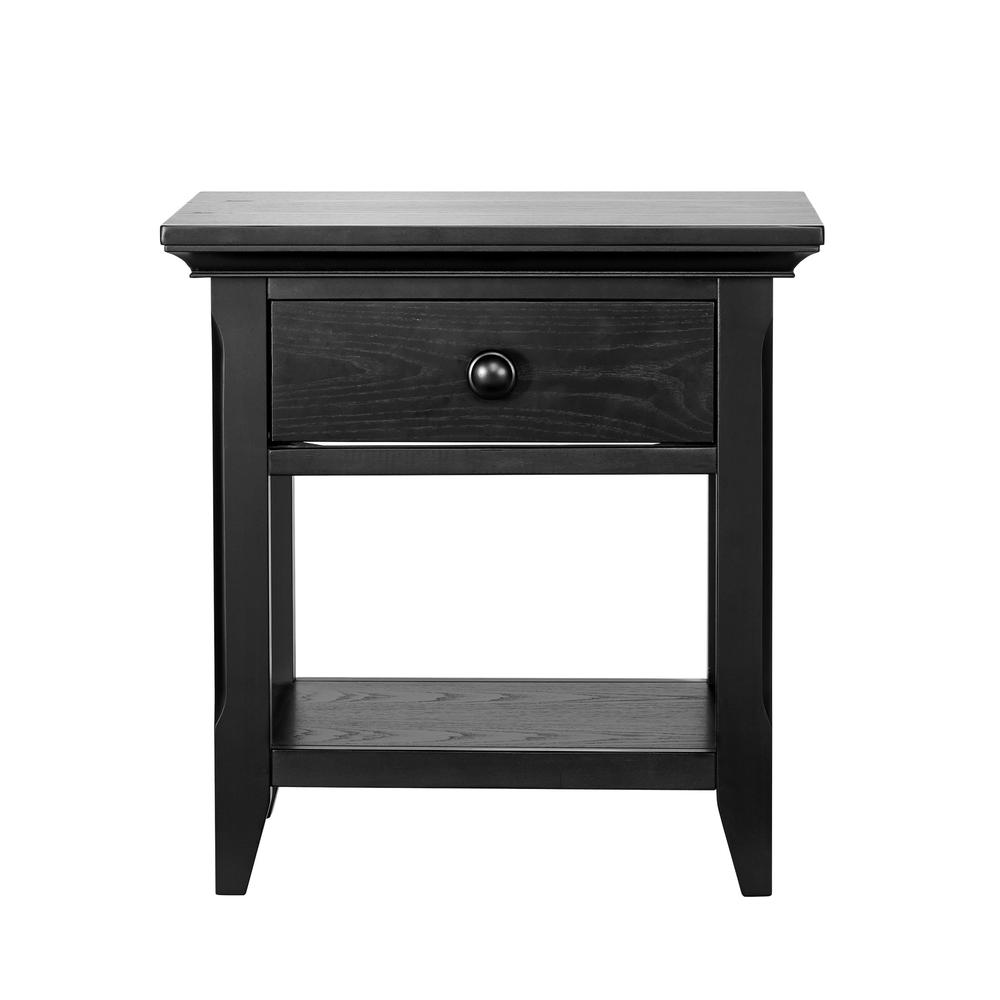 24" Black One Drawer Nightstand. Picture 1
