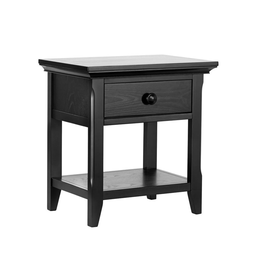 24" Black One Drawer Nightstand. Picture 2